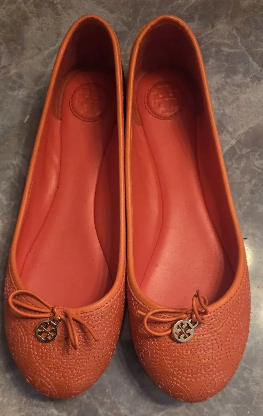Tory Burch Orange Leather Ballet Flats